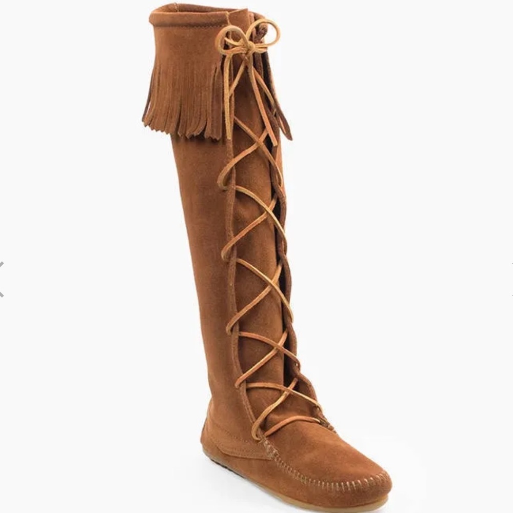 Minnetonka Brown Lace-Up Fringe Boots